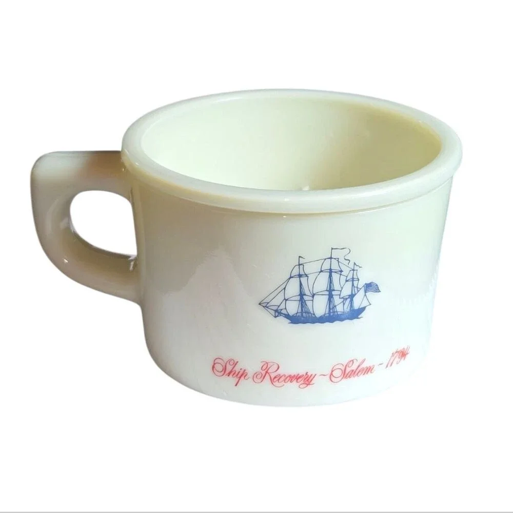 Old Spice VTG Red White Blue Ship Recovery Salem 1974 Shaving Mug 4.5